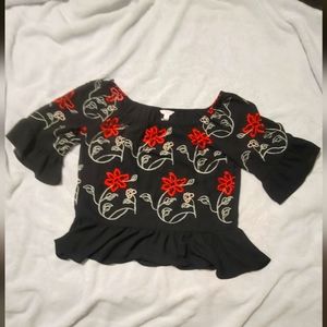 Rose embroidered top